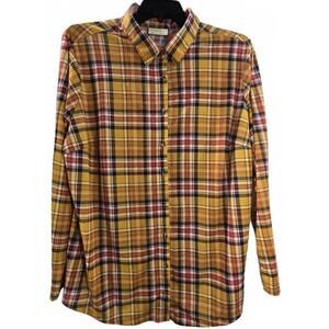 Bobbie Brooks Yellow Plaid Long Sleeve Button-Up Shirt Size 3X Runs Small